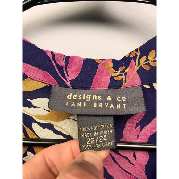 designs & Co Lane Bryant button front top Womens Plus size 22/24‎ Purple Sheer - Picture 5 of 9